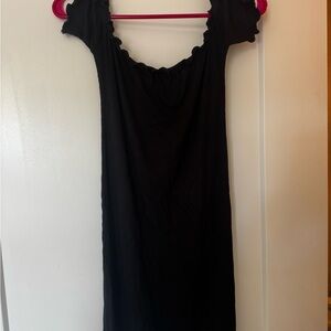 Black Ruffled Sleeve Dress